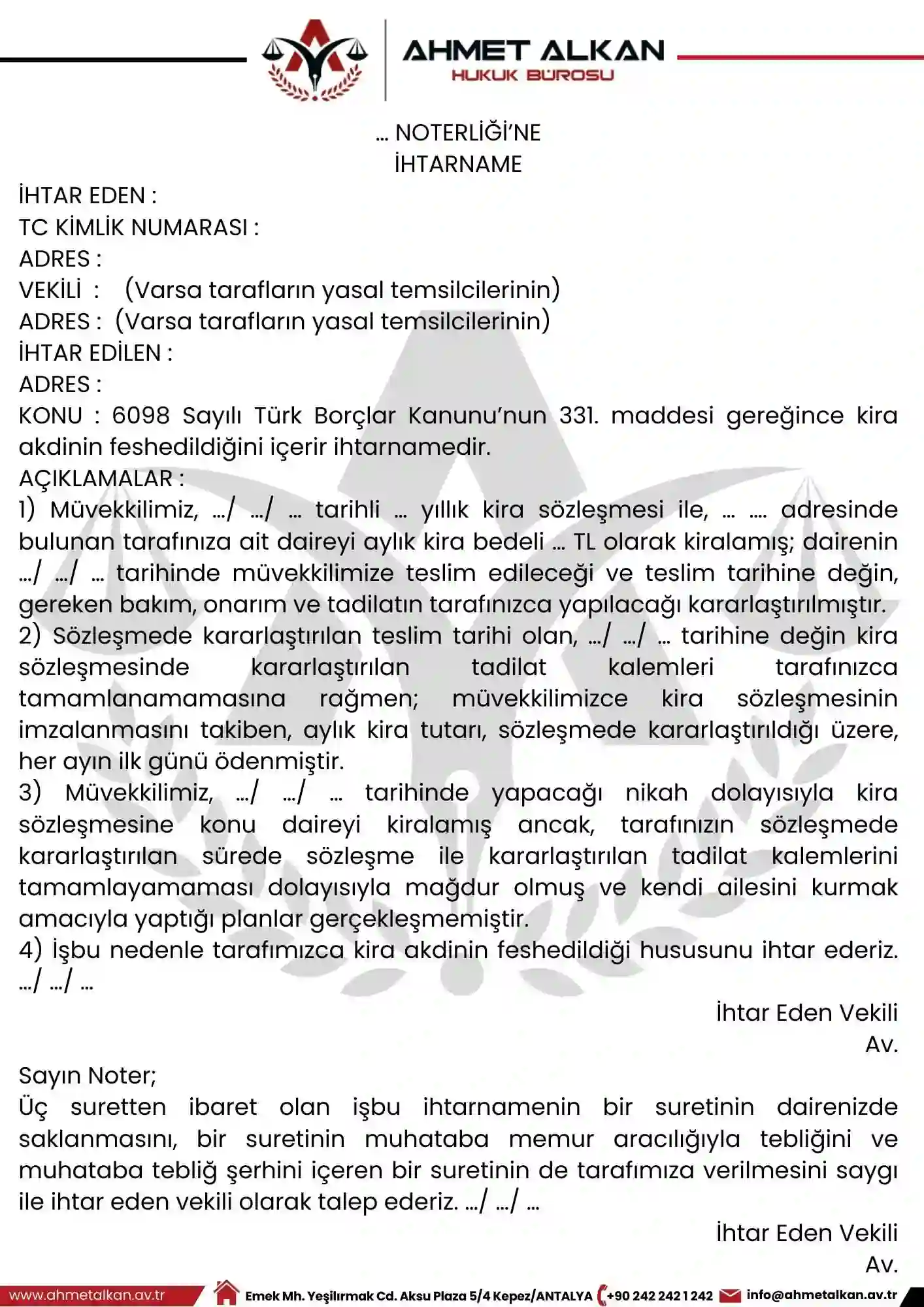 ihtarname nedir, ihtarname örneği