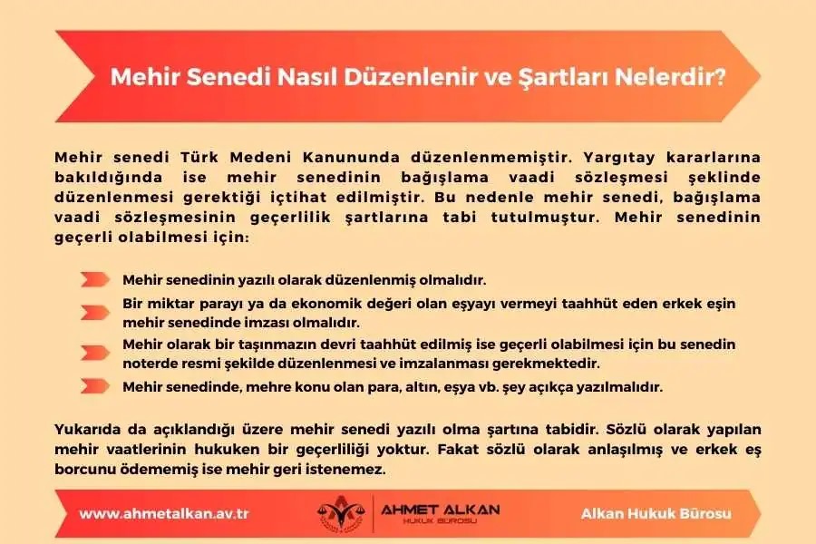 Mehir senedinin geçerlilik şartları nelerdir?